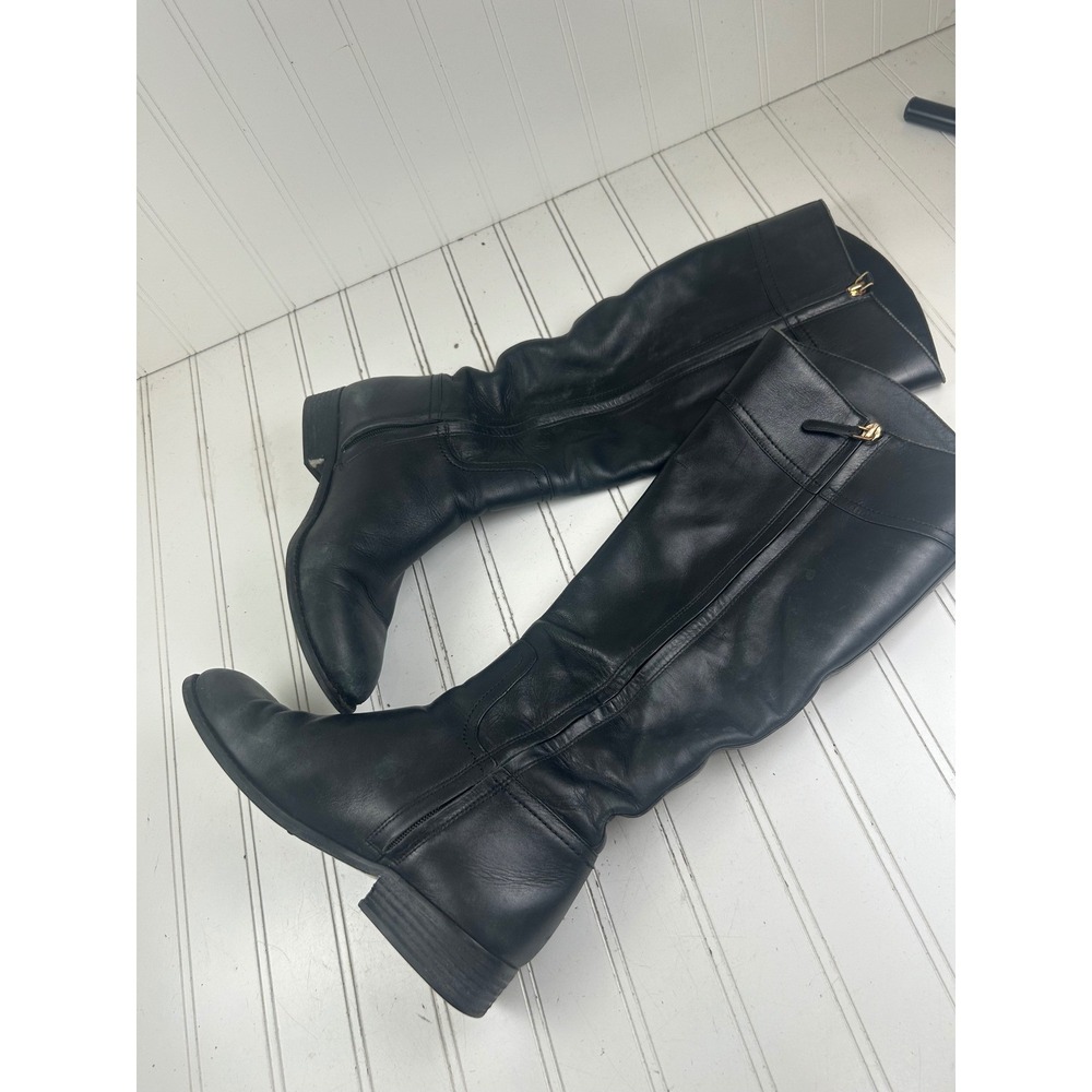 Tory Burch Black Leather Ashlynn Riding Boots Women's Size 8.5 - Picture 8 of 13